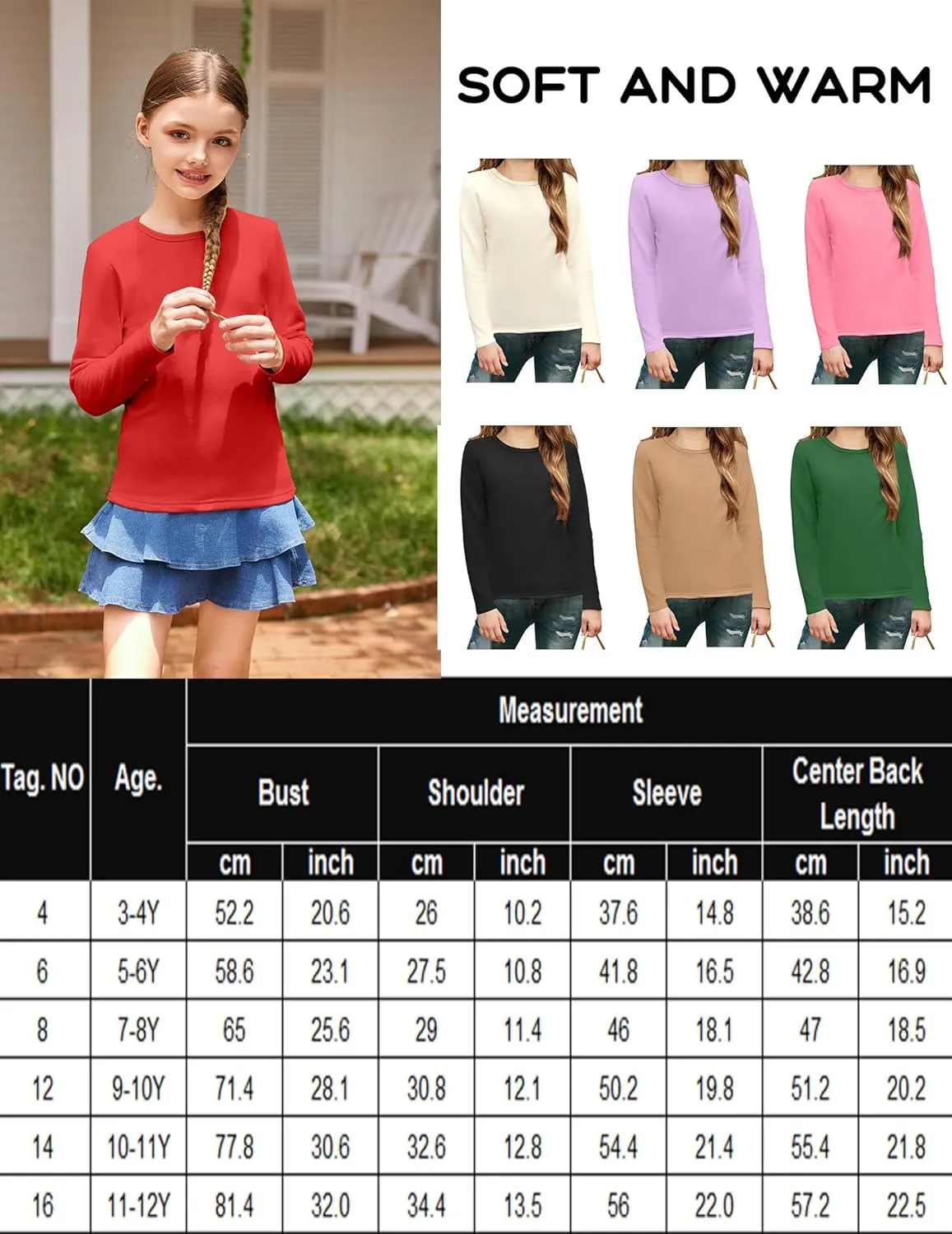 Arshiner Girls Long Sleeve Shirts So Soft Thermal Tunic Tops