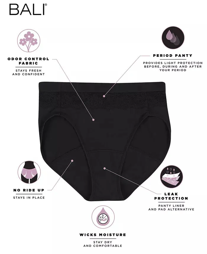 Bali Leak Protection Hi-Cut Brief Period Underwear  Purple Size 7