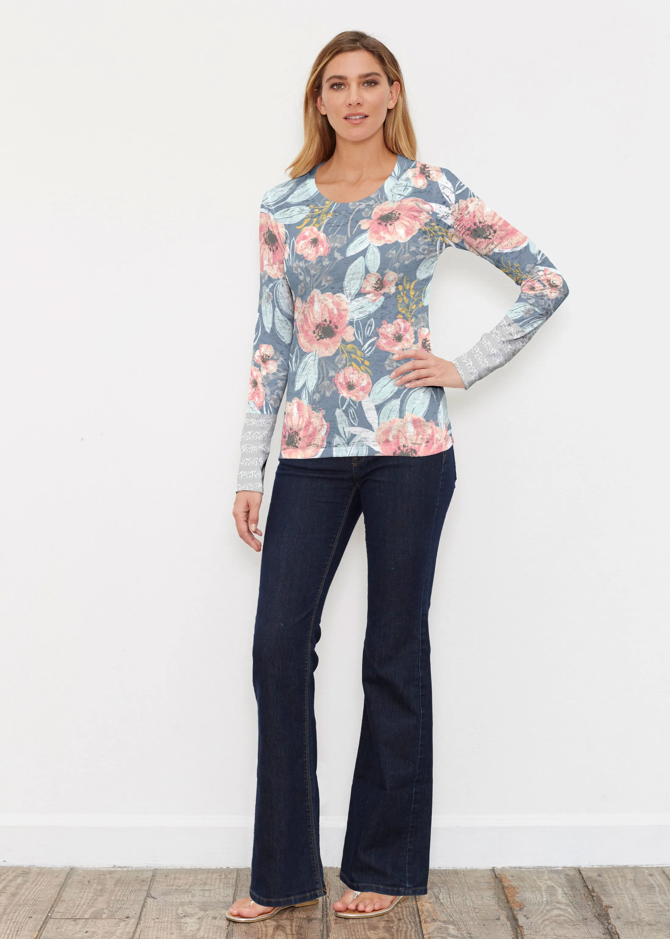 Blossoming Blooms (16226) ~ Thermal Long Sleeve Crew Shirt