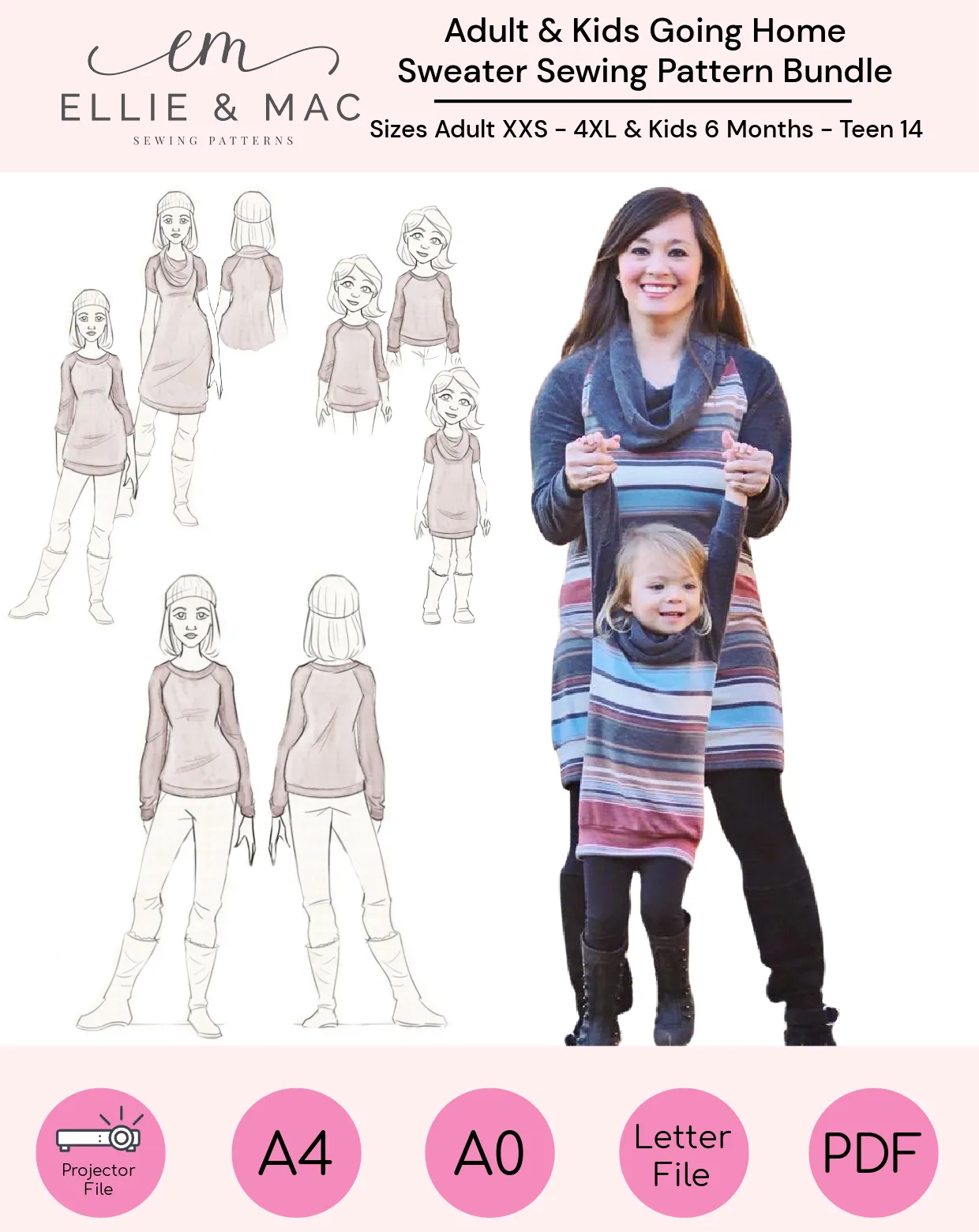 Child & Adult Going Home Sweater Pattern Bundle