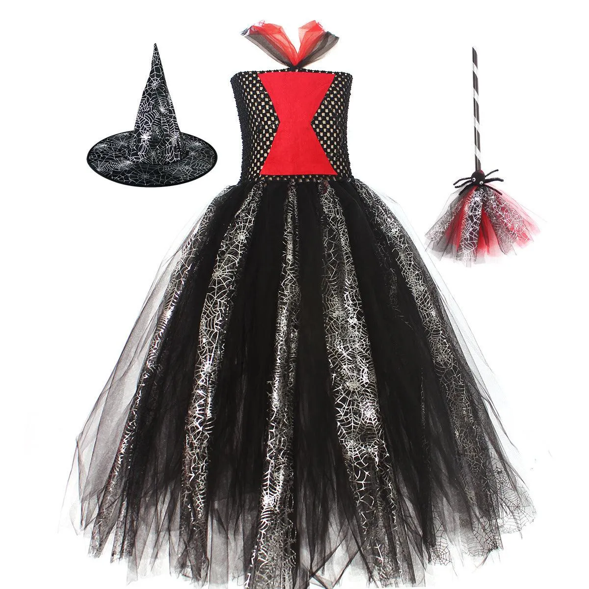 Children's dress Halloween cosplay cartoon movie horror mesh tight girl princess dress hat accessory set