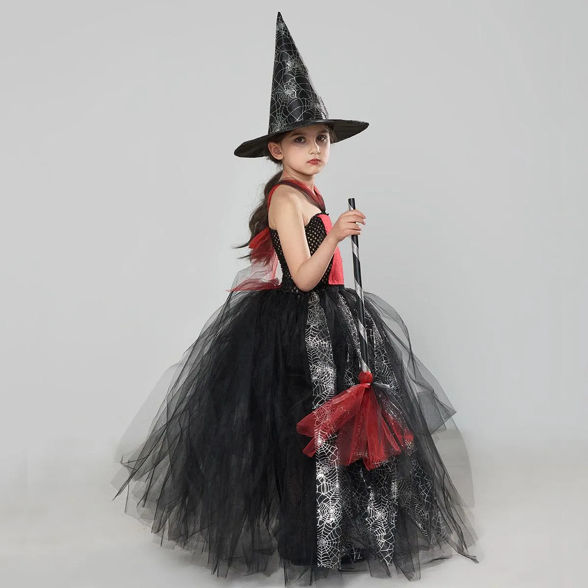 Children's dress Halloween cosplay cartoon movie horror mesh tight girl princess dress hat accessory set
