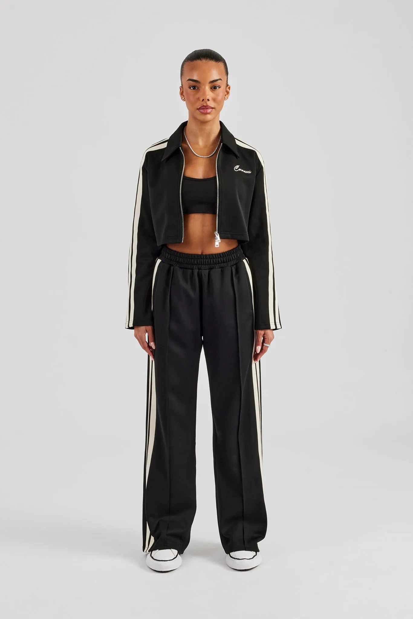 Cropped Harrington Taping Tracksuit - Black