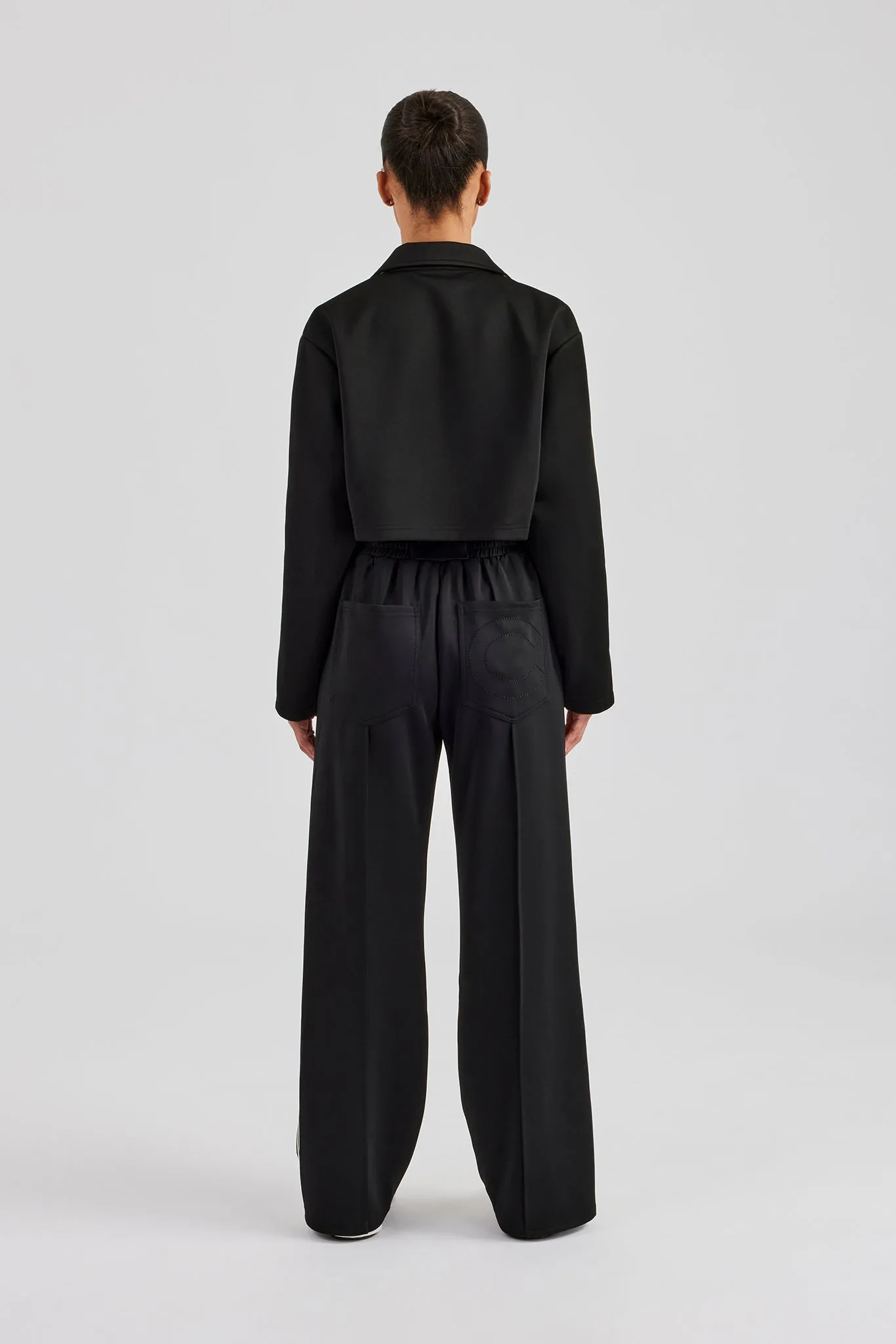 Cropped Harrington Taping Tracksuit - Black