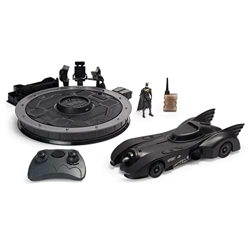 DC Comics, Official 1989 Batmobile RC, Exclusive Batman Figure, Limited Edition Collector's Item, Smoke Effects, Batcave Chargeable Base, Ages 14 