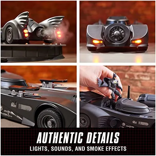 DC Comics, Official 1989 Batmobile RC, Exclusive Batman Figure, Limited Edition Collector's Item, Smoke Effects, Batcave Chargeable Base, Ages 14 