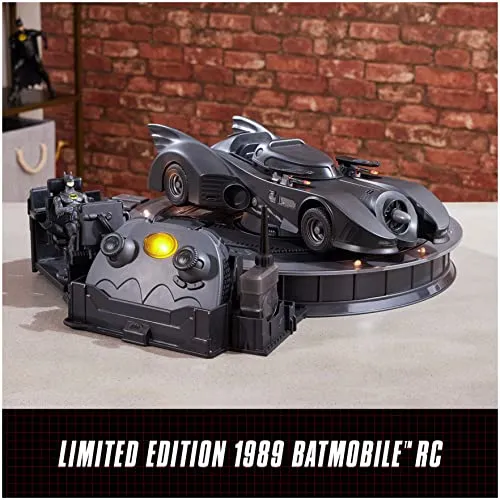 DC Comics, Official 1989 Batmobile RC, Exclusive Batman Figure, Limited Edition Collector's Item, Smoke Effects, Batcave Chargeable Base, Ages 14 
