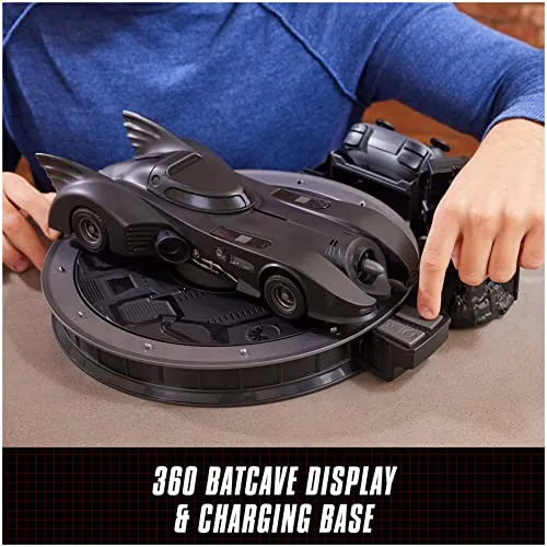 DC Comics, Official 1989 Batmobile RC, Exclusive Batman Figure, Limited Edition Collector's Item, Smoke Effects, Batcave Chargeable Base, Ages 14 
