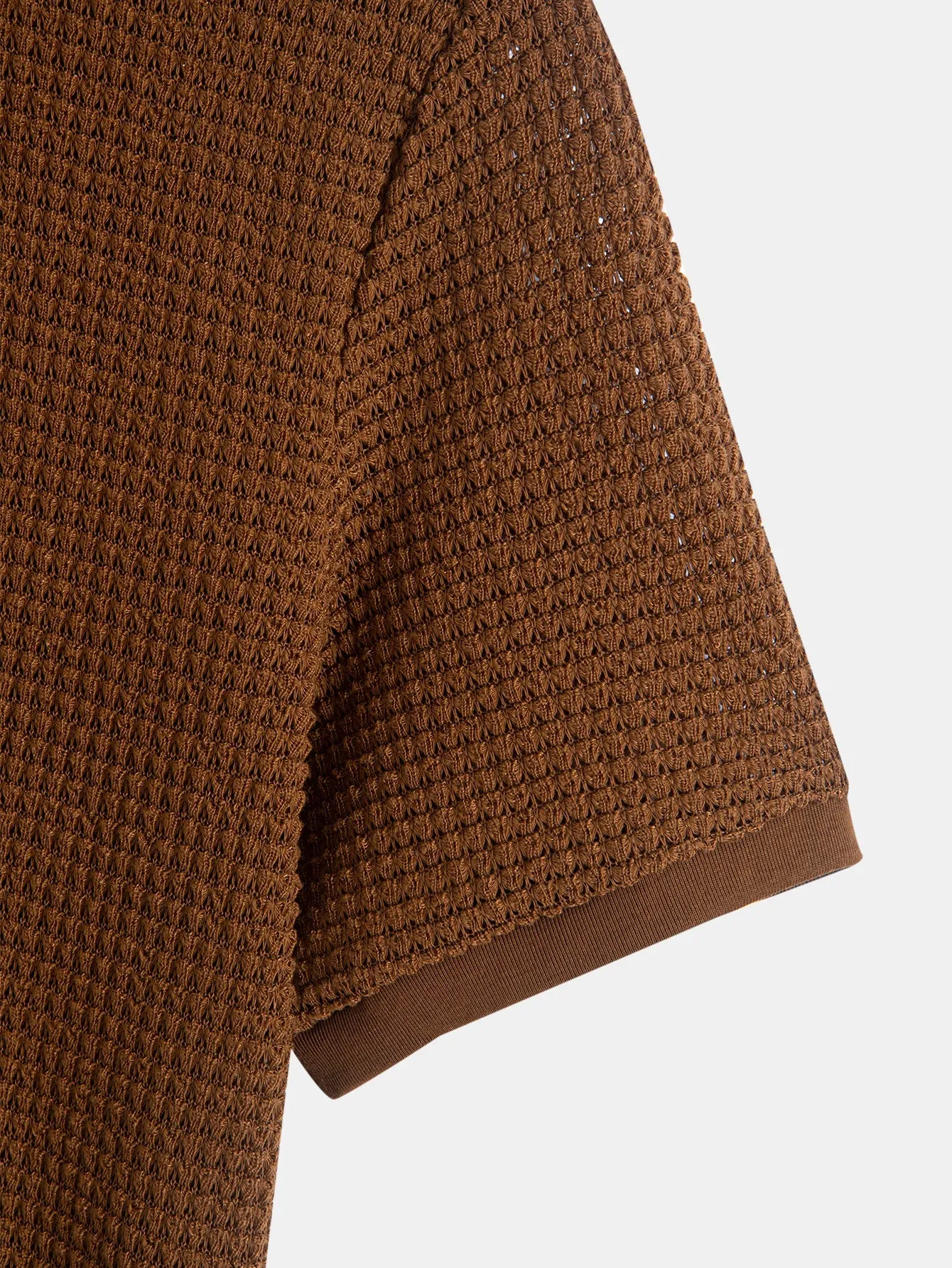 Henley Neck Textured Ribbed Hem T-Shirt