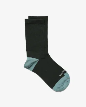 HYBRID MERINO CREW SOCKS DARK GREEN/LIGHT BLUE