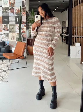 Leah Knit Midi Dress Beige