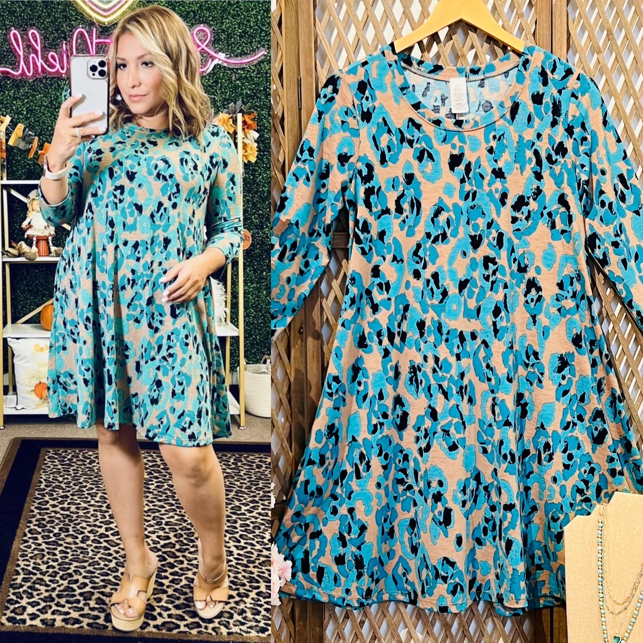 Leopard Print Dress with Pockets