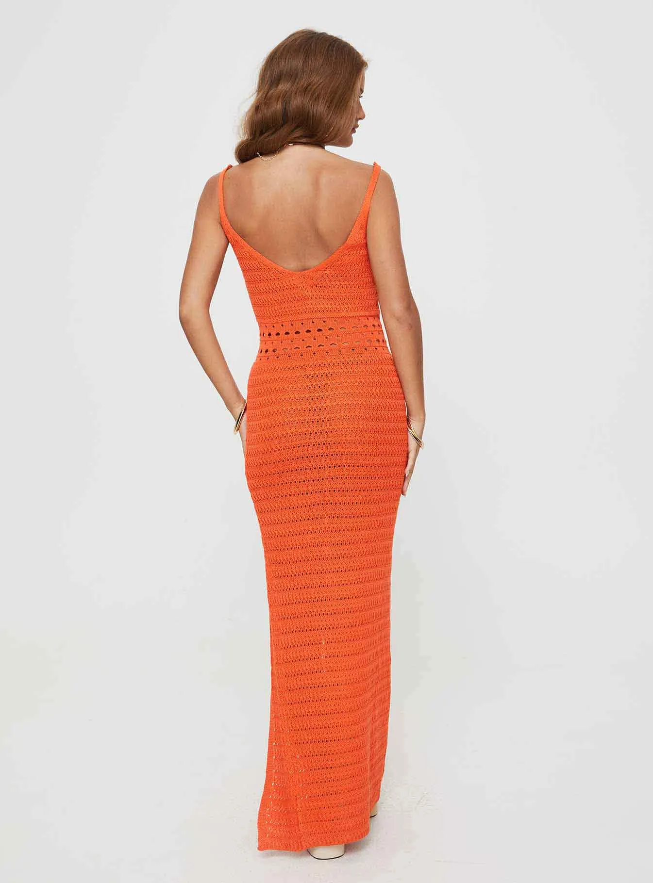 Lysandre Crochet Maxi Dress Orange