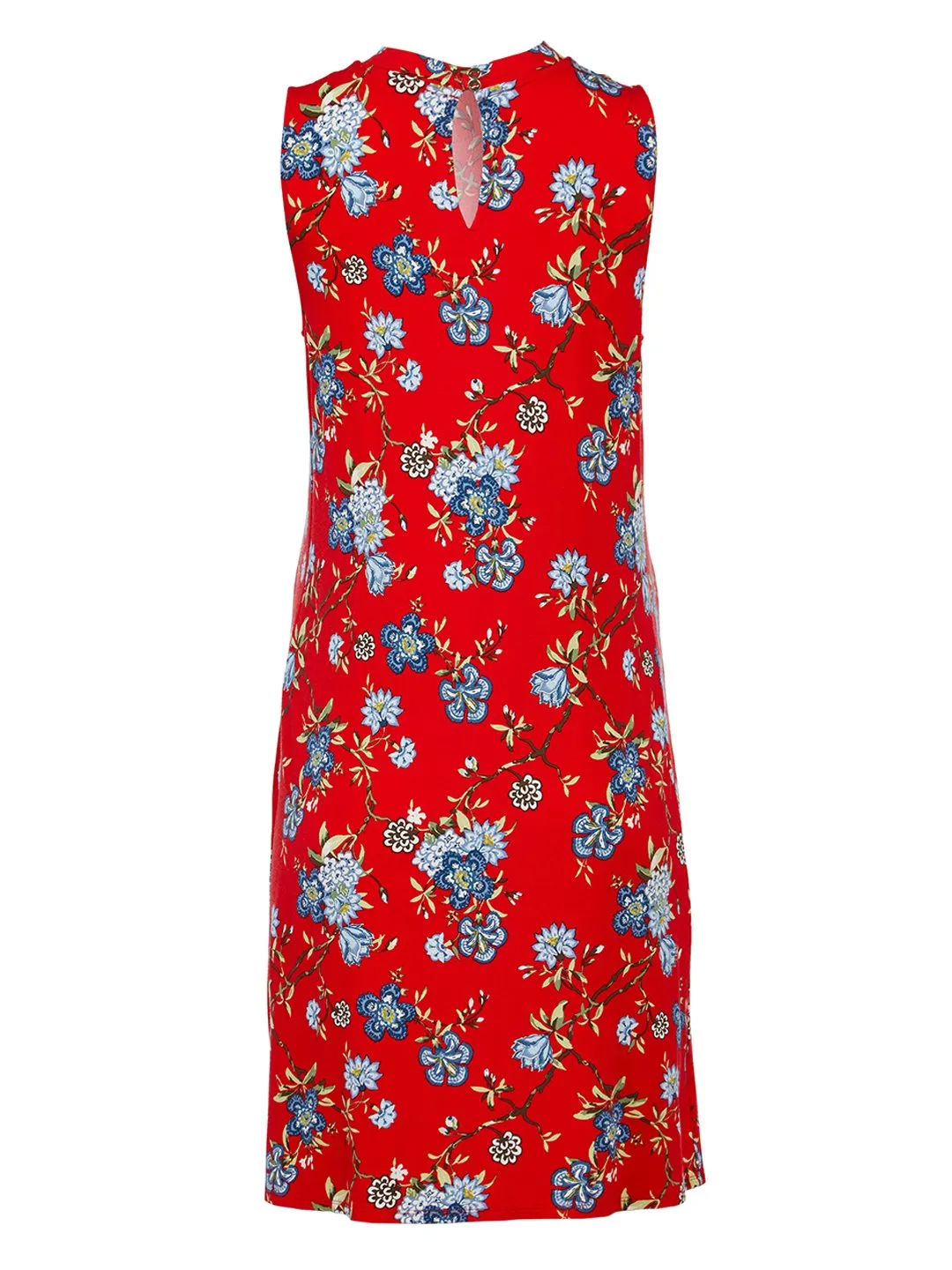 Maternity Vine Mock Neck Swing Dress in Strong Red