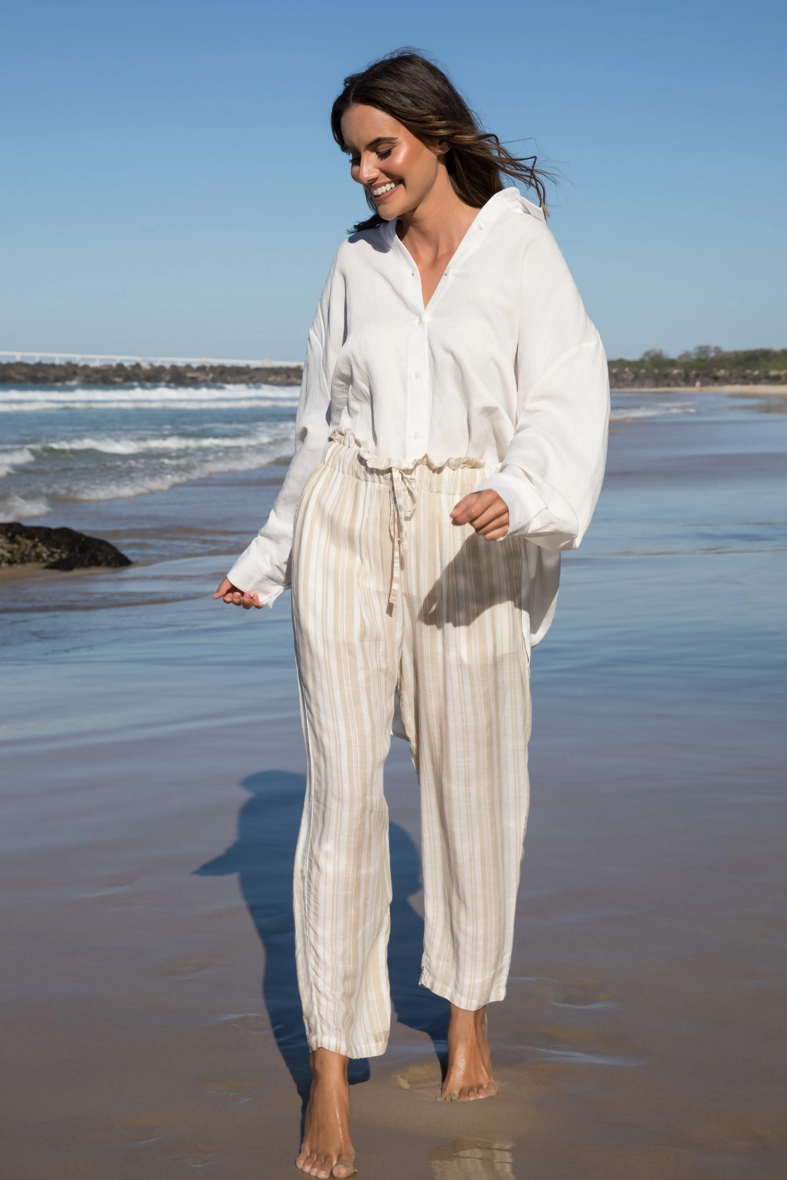Olivia Pant | Beige Stripe | FINAL SALE