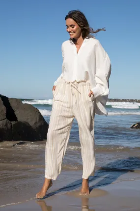 Olivia Pant | Beige Stripe | FINAL SALE