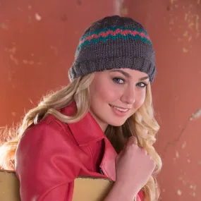 Red Heart Knit Chevron Sparkle Hat