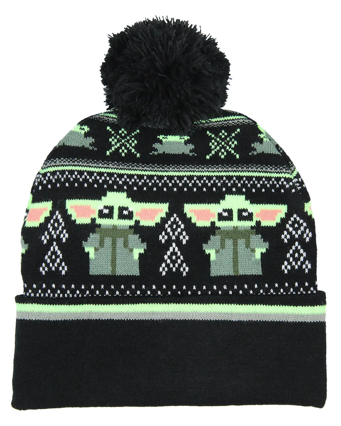 Star Wars The Child Baby Grogu Fairisle Cuff Knit Pom Youth Beanie