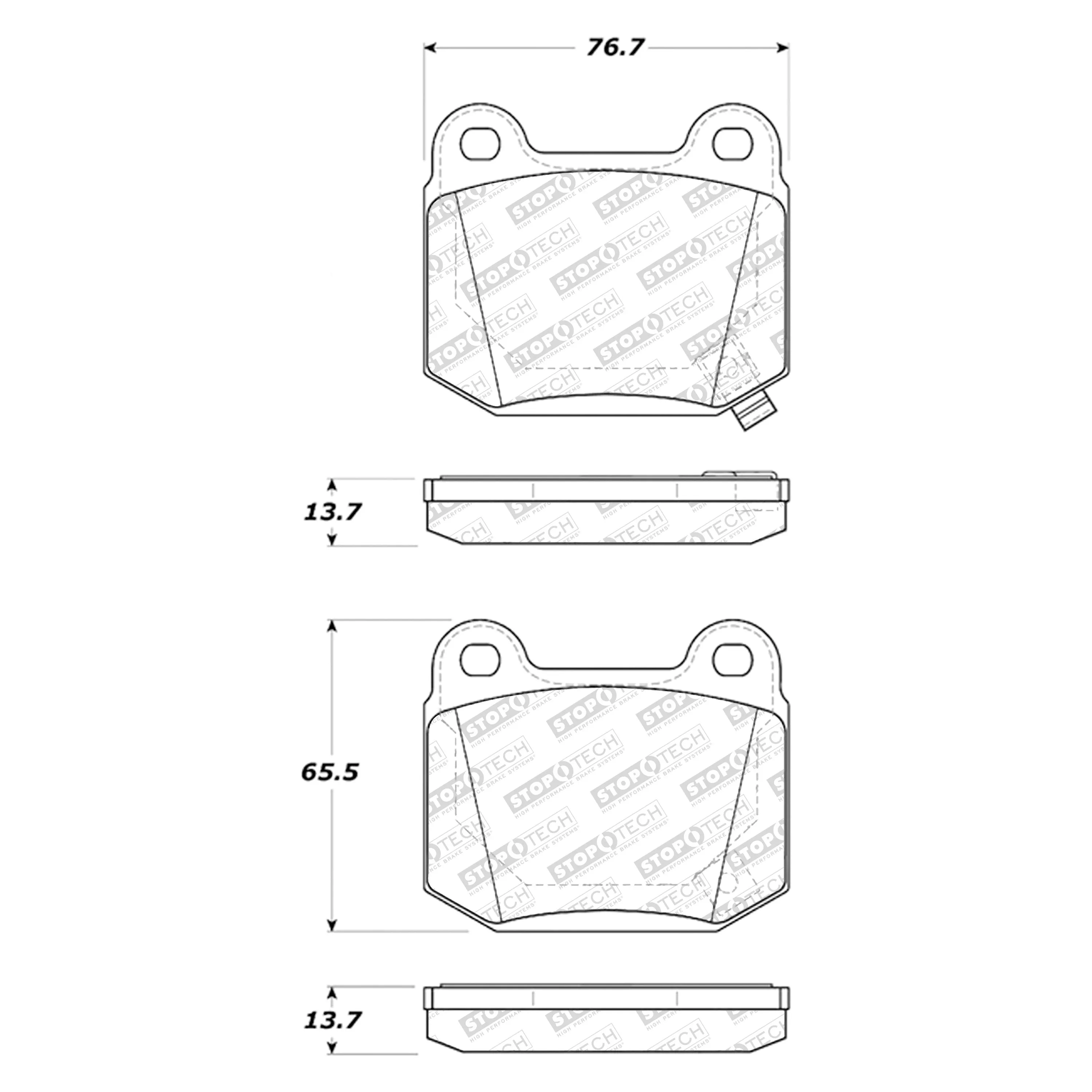StopTech Street Select Brake Pads Subaru WRX STi (04-17) [Rear w/ Hardware] 305.09610