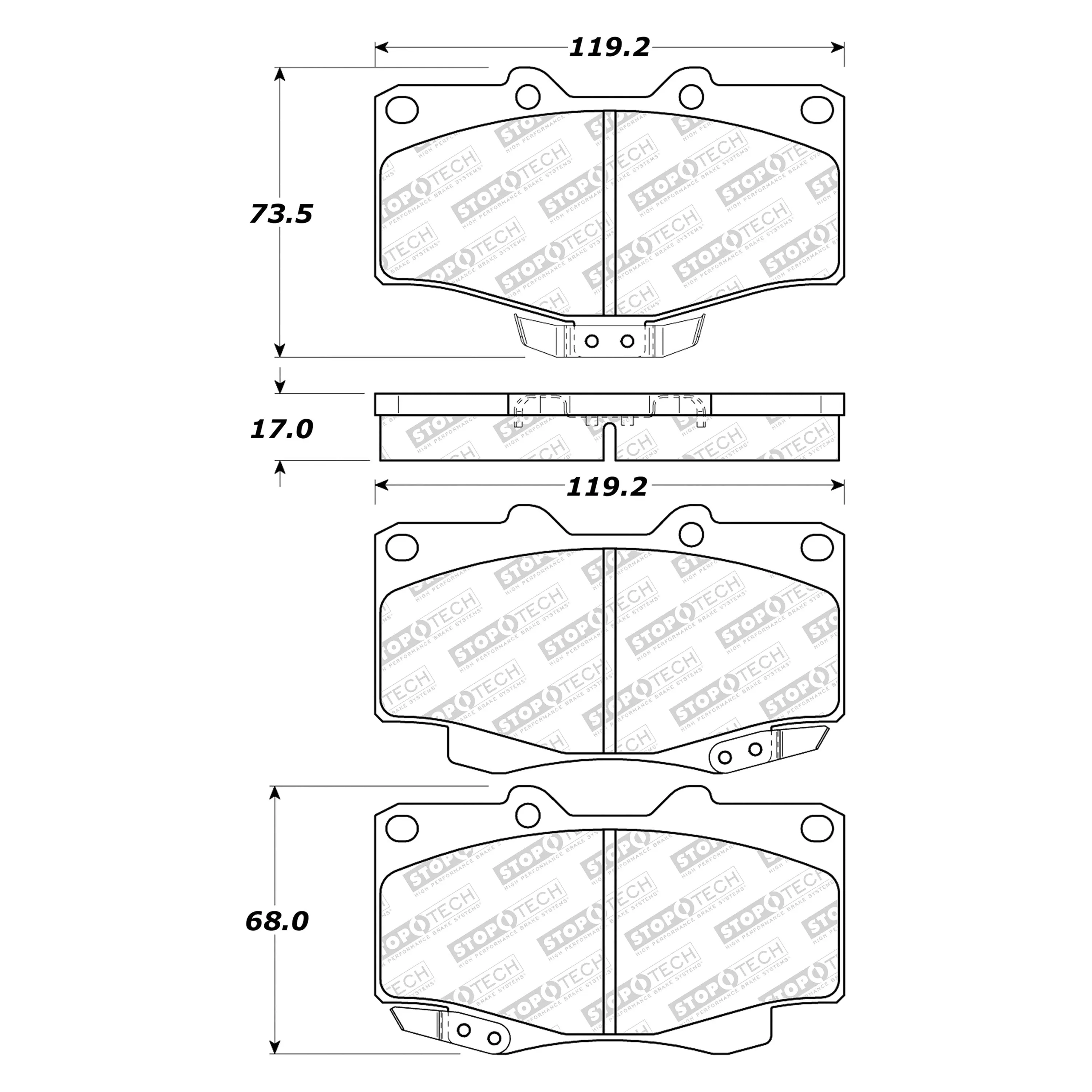 StopTech Street Select Brake Pads Toyota Tacoma (95-04) [Front w/ Hardware] 305.04360