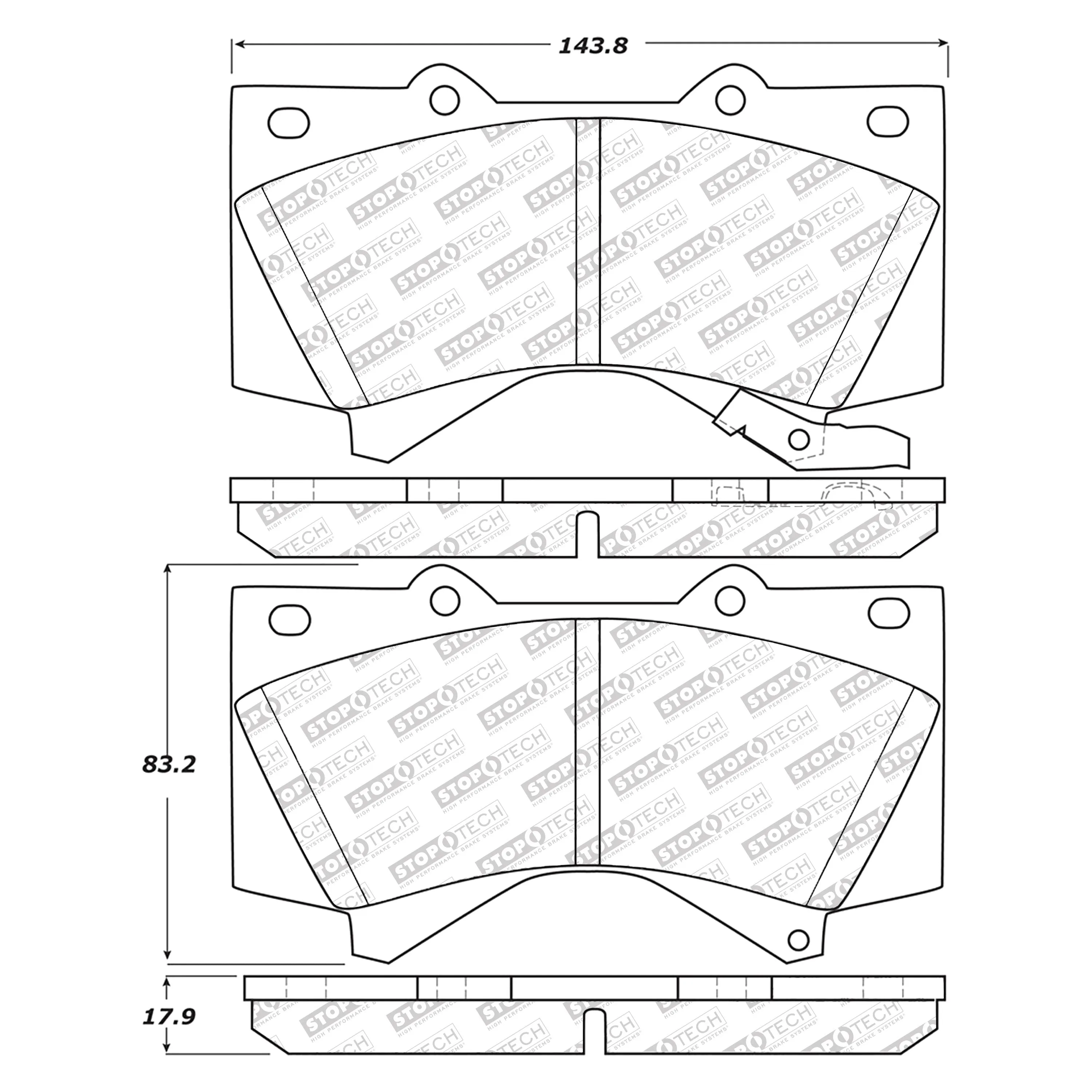 StopTech Street Select Brake Pads Toyota Tundra (07-20) [w/ Hardware] Front or Rear