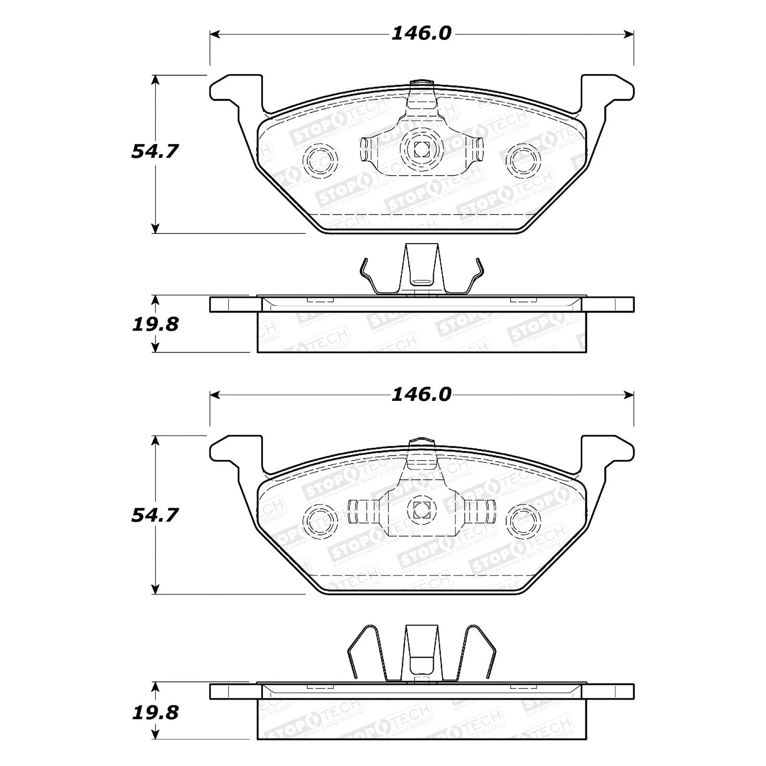 StopTech Street Select Brake Pads VW Golf (98-17) Jetta (98-19) [Front w/ Hardware] 305.07680
