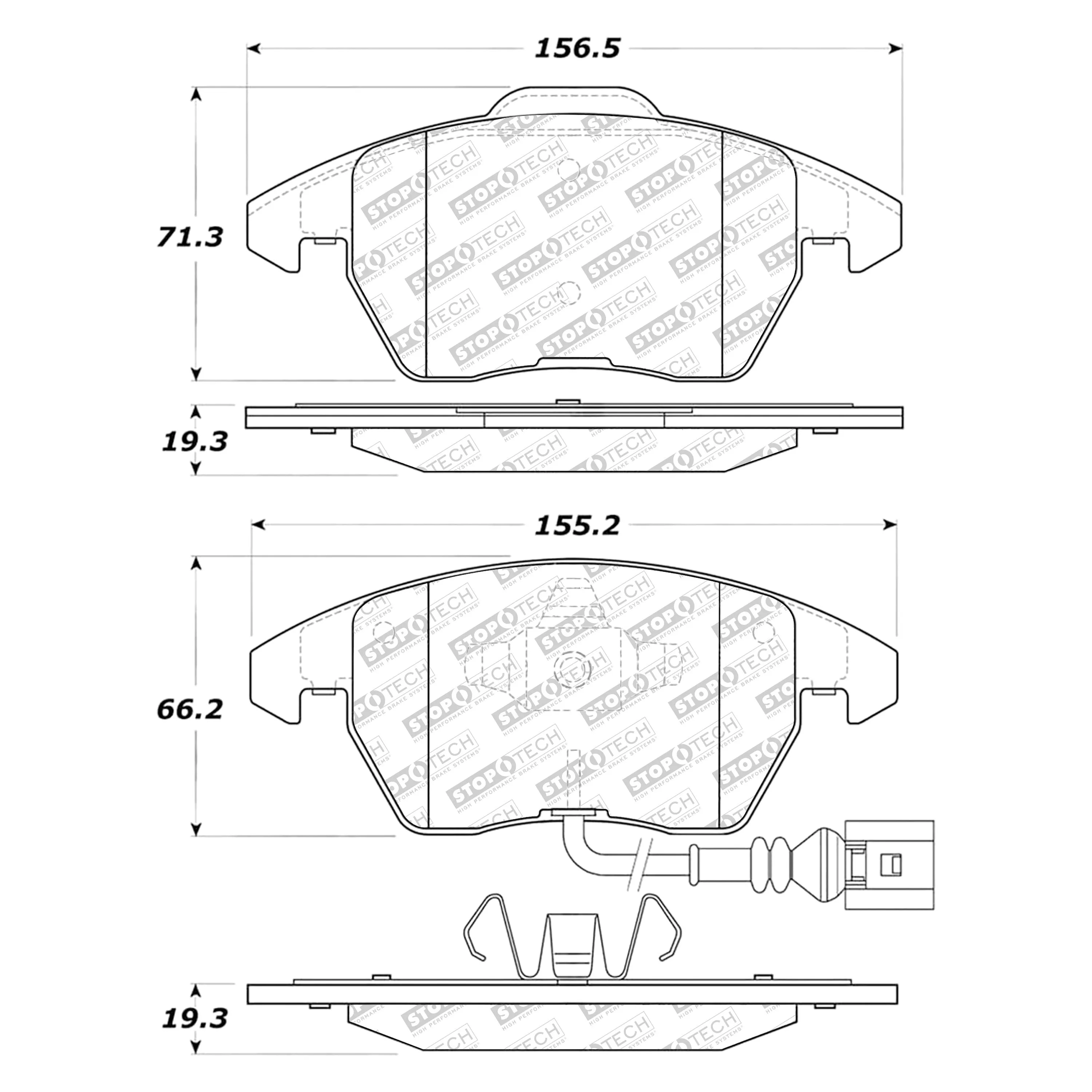 StopTech Street Select Brake Pads VW Passat (06-10) Rabbit (06-09) [Front w/ Hardware] 305.11070