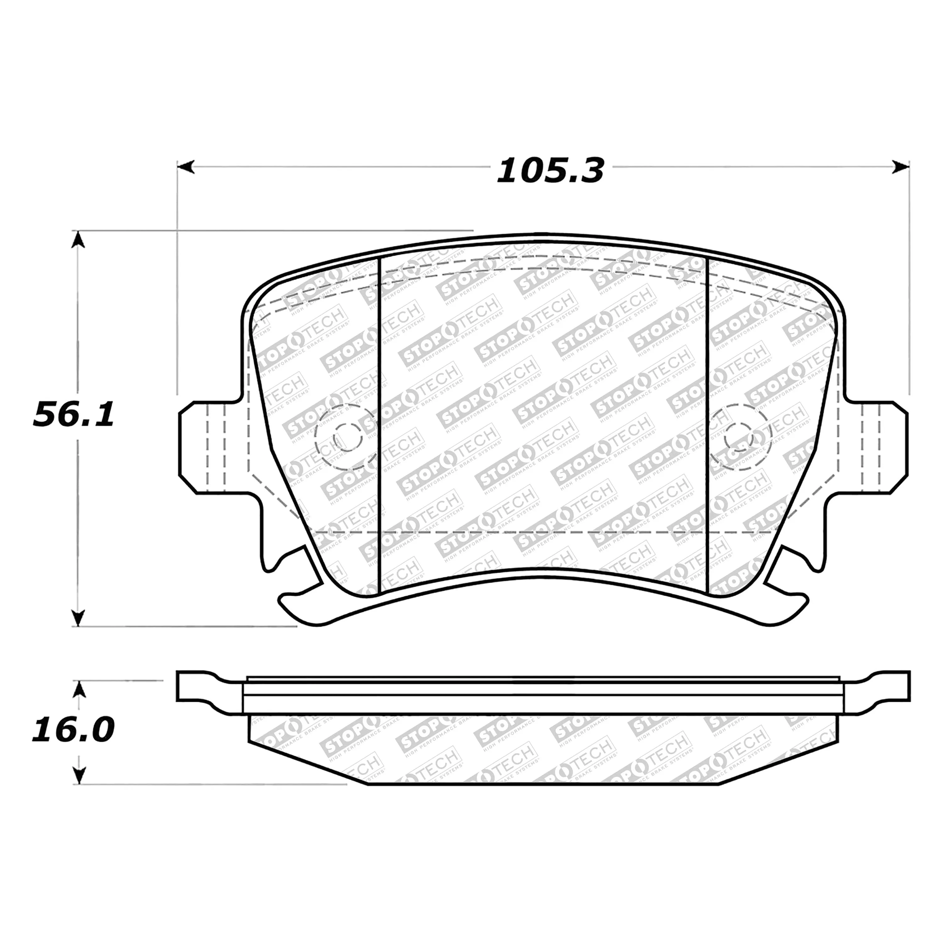 StopTech Street Select Brake Pads VW Passat (06-12) [Rear w/ Hardware] 305.11081