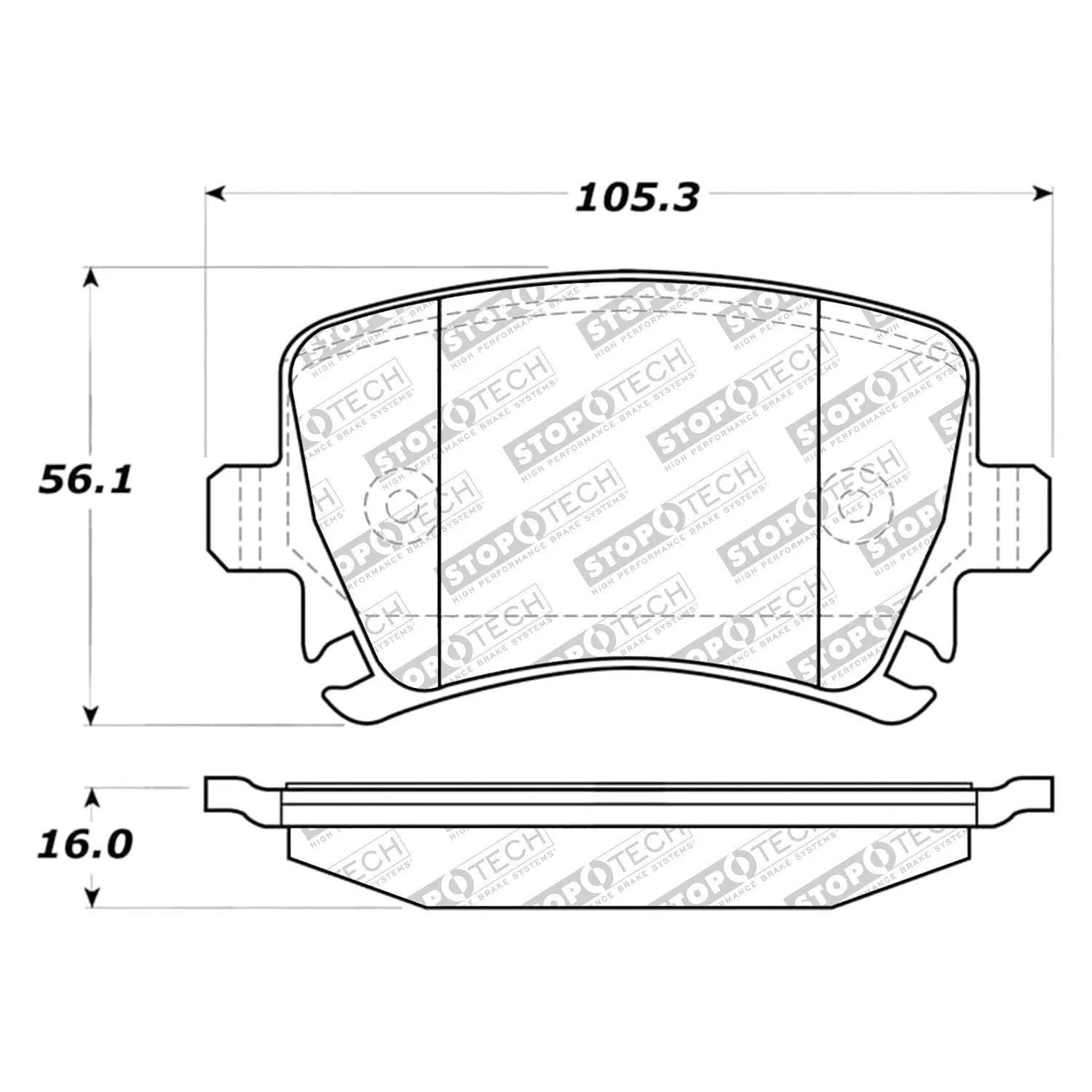 StopTech Street Select Brake Pads VW Rabbit (06-09) Tiguan (09-17) [Rear w/ Hardware] 305.11080